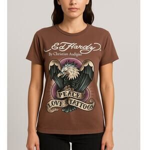 Ed Hardy by Christian Audigier Vintage Y2K Peace Love Tattoos Eagle Graphic Tee